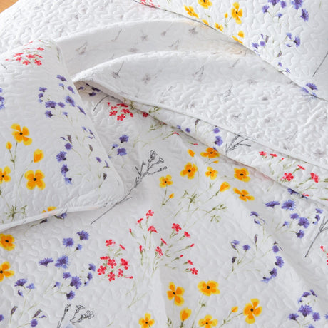 Colorful Floral 3 Piece Quilt Set - Marianne Collection