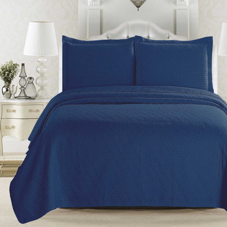 3-Piece Herringbone Stitched Quilt - Louise Collection