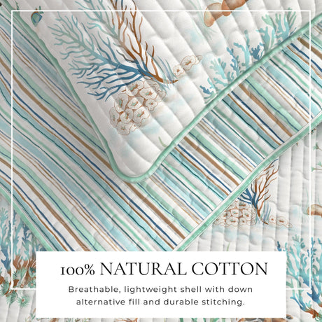 Coastal Printed Cotton Quilt Set - Santa Barbara Collection