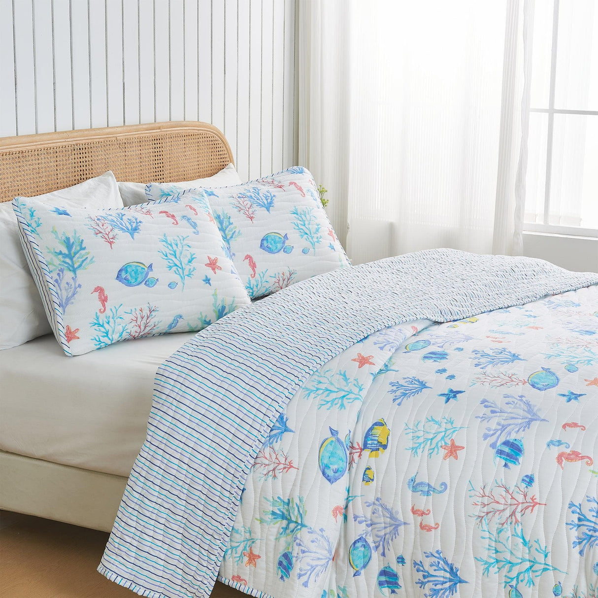 Colorful Coastal Seascape Quilt Set - Ryanne Collection