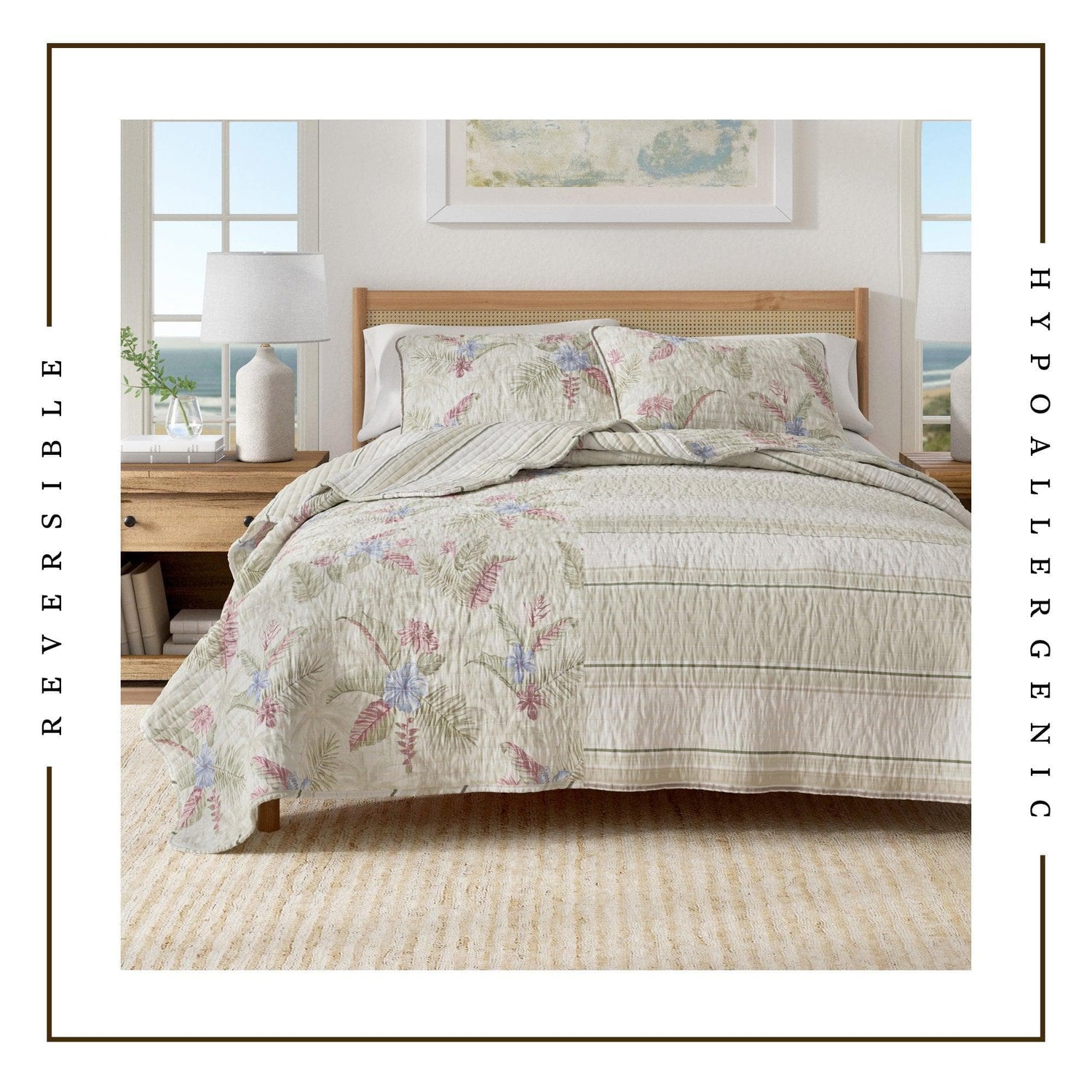 Floral Printed Cotton Quilt Set - Mendocino Collection