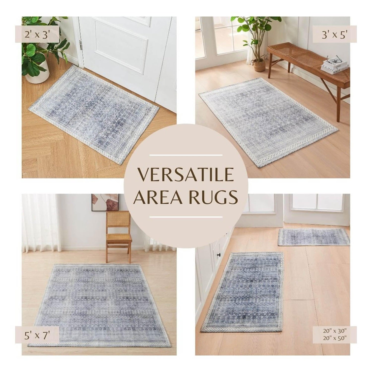 Distressed Moroccan Machine Washable Accent Area Rug & Runner 2 Pack - Neve Collection