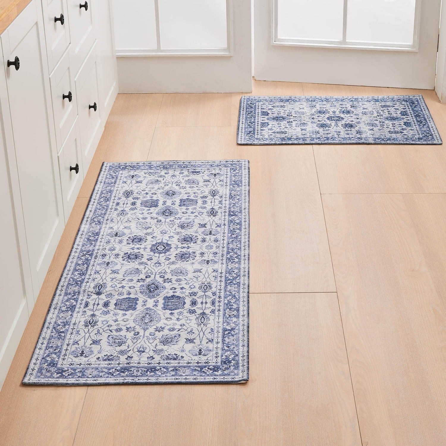 Floral Machine Washable Accent Area Rug & Runner 2 Pack - Matra Collection