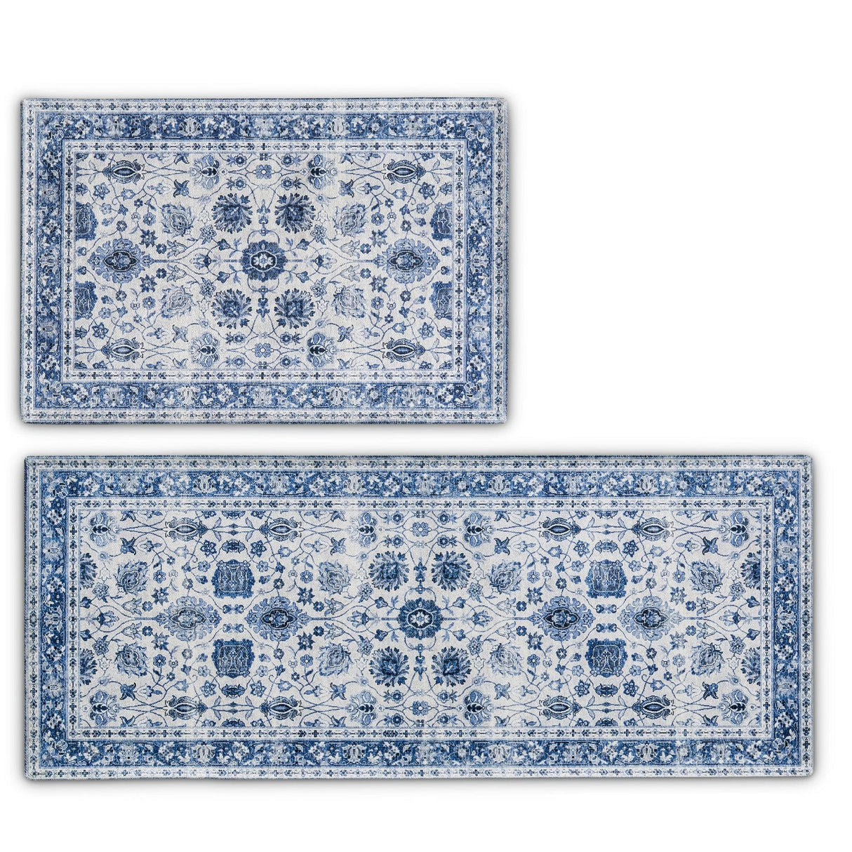 Floral Machine Washable Accent Area Rug & Runner 2 Pack - Matra Collection