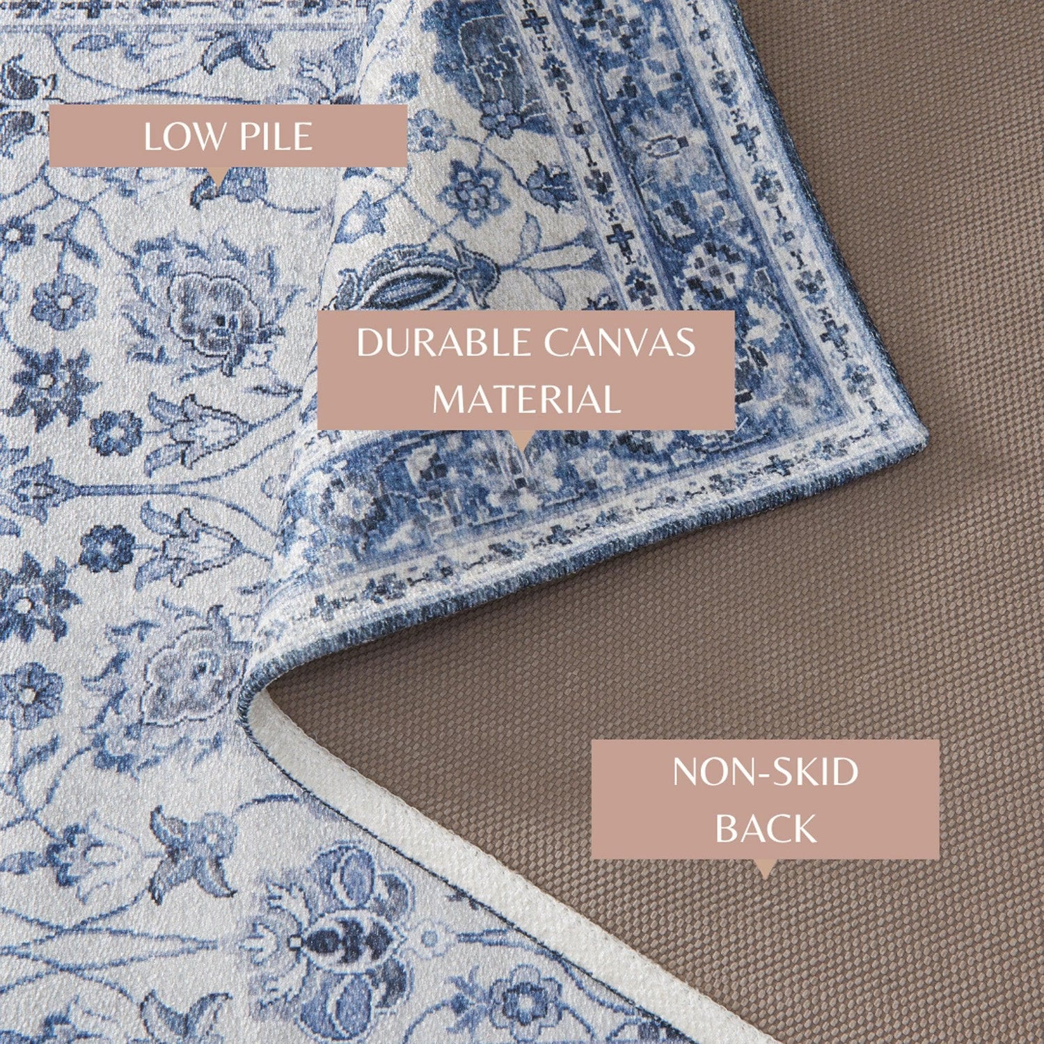 Floral Machine Washable Accent Area Rug & Runner 2 Pack - Matra Collection