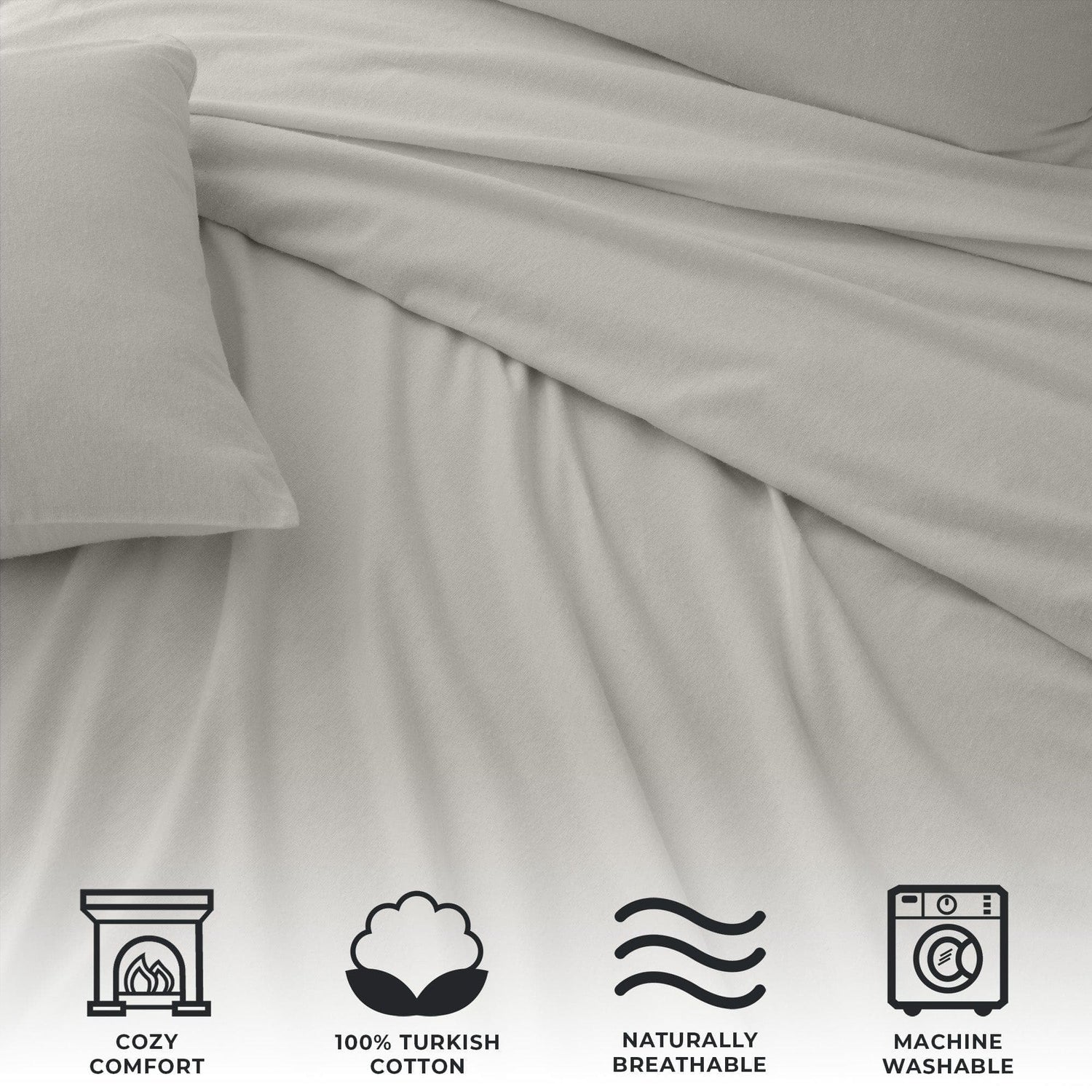 4-Piece Cotton Solid Flannel Sheet - Nordic Collection