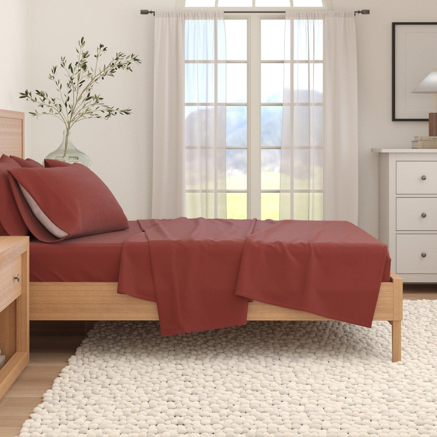 4-Piece Cotton Solid Flannel Sheet - Nordic Collection