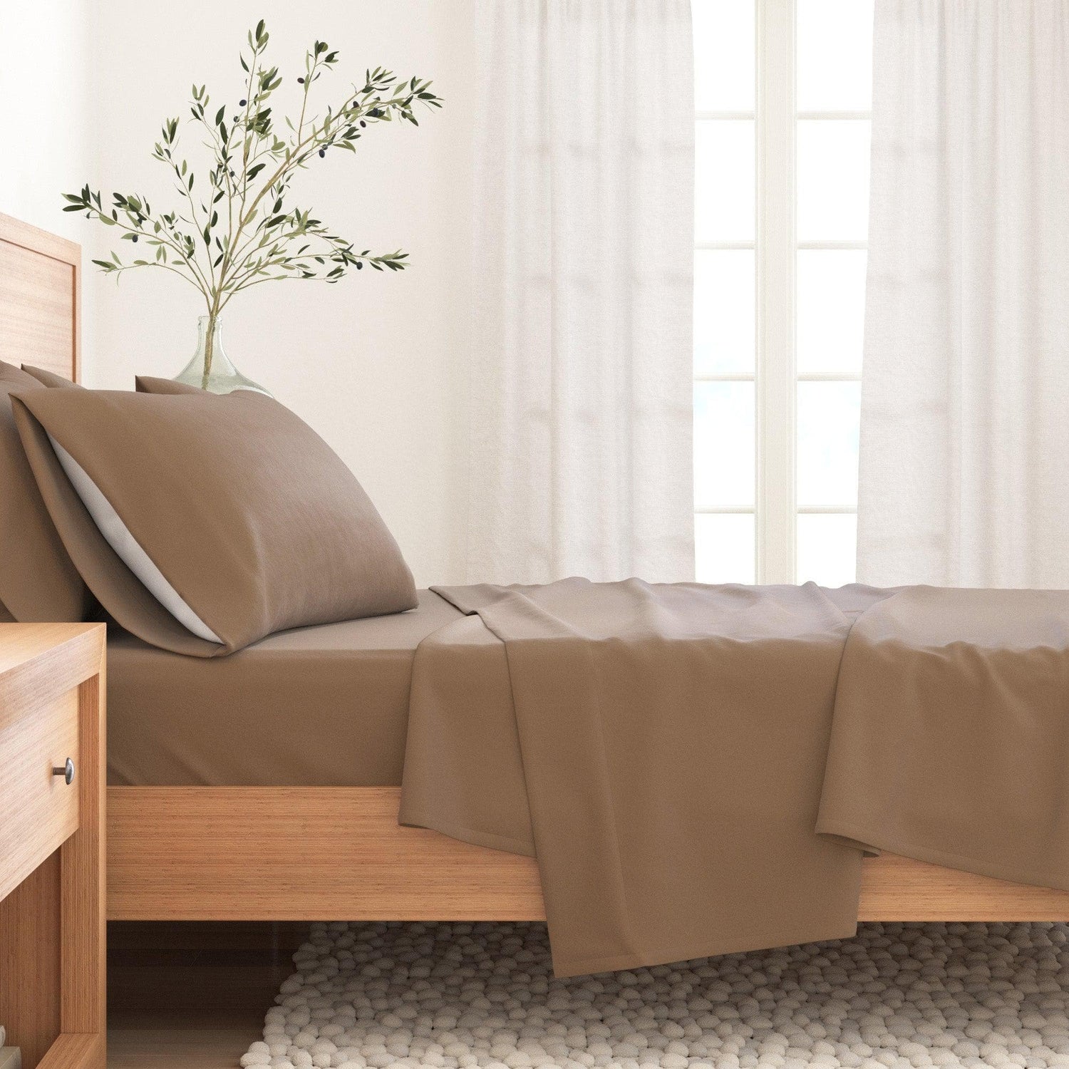 4-Piece Cotton Solid Flannel Sheet - Nordic Collection