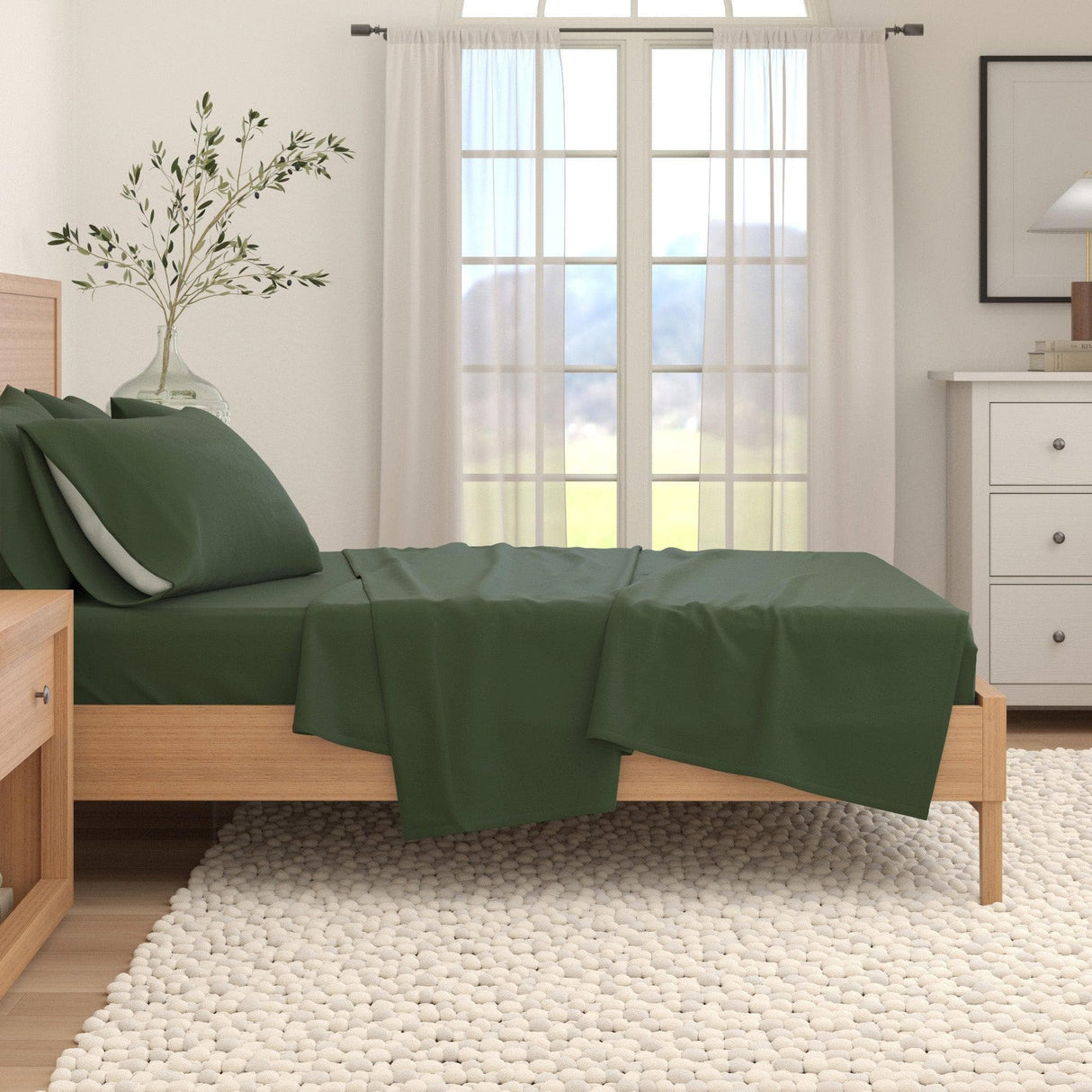 4-Piece Cotton Solid Flannel Sheet - Nordic Collection