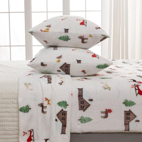 4-Piece Printed Plush Sheet - Velvet Luxe Collection