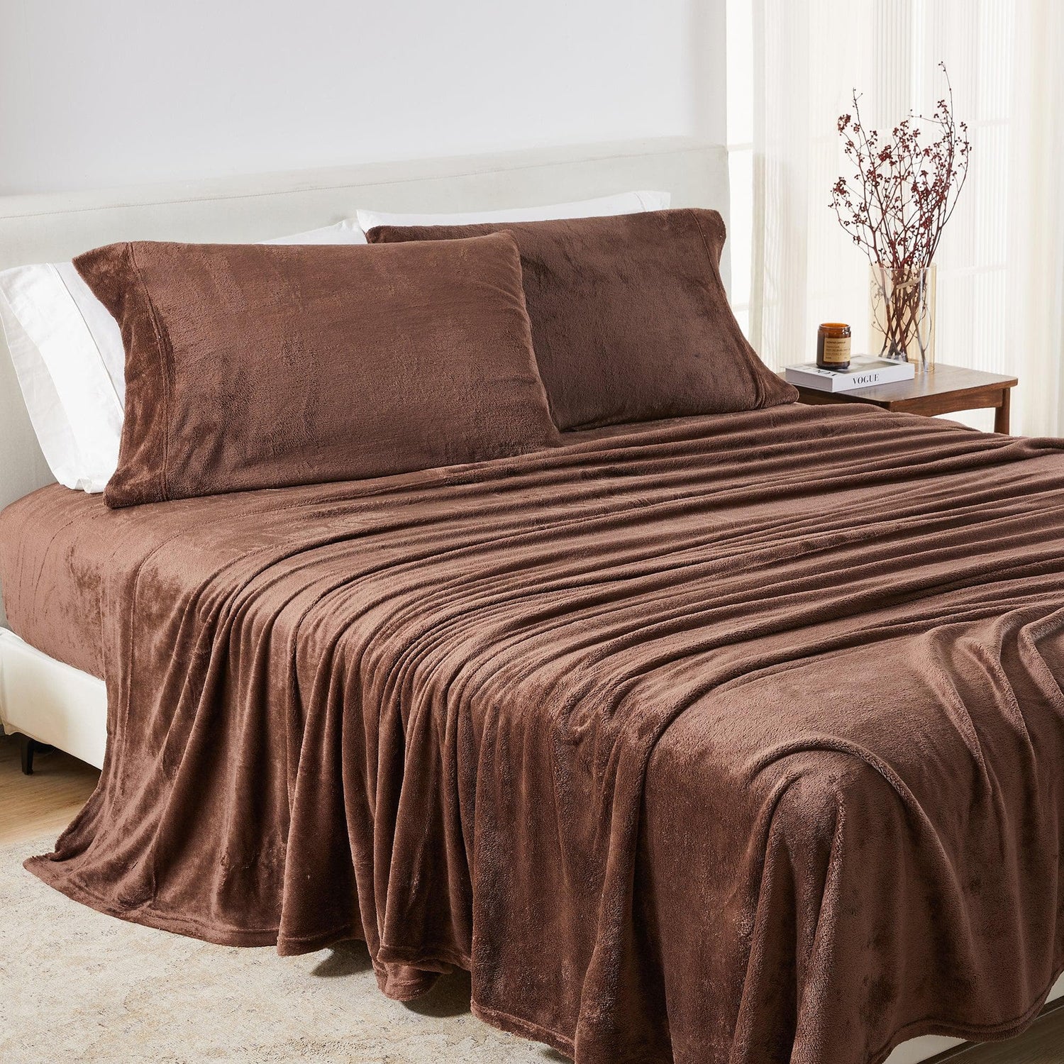 4-Piece Solid Plush Sheet - Velvet Luxe Collection