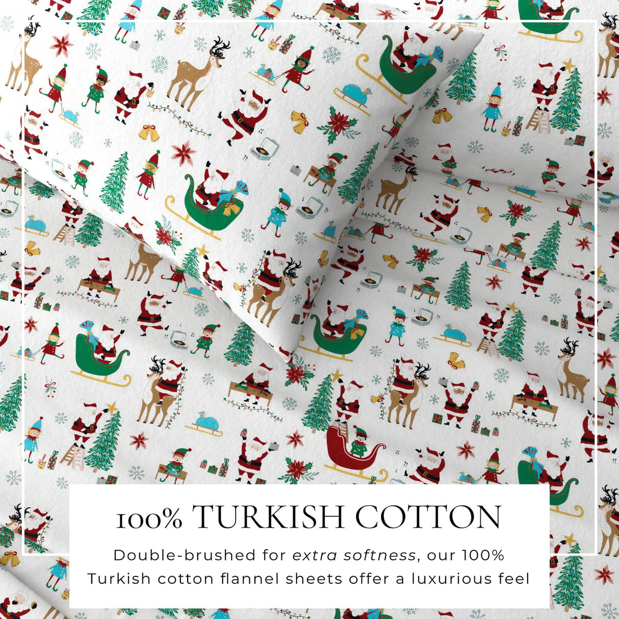 4-Piece Turkish Cotton Christmas Flannel Sheet - Whittaker Collection