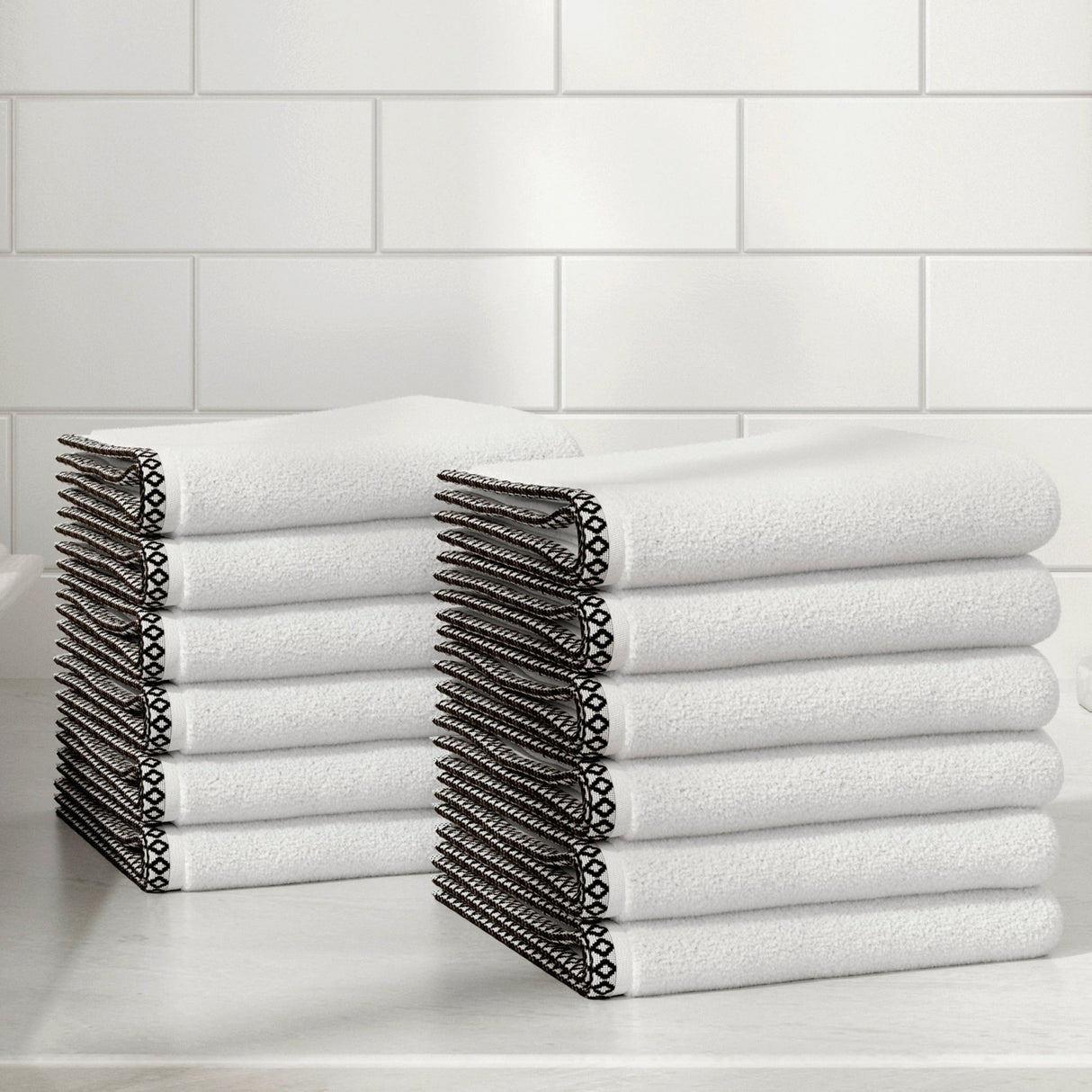 Cotton Border-Stitched 6-Piece Towel Set - Valery Collection