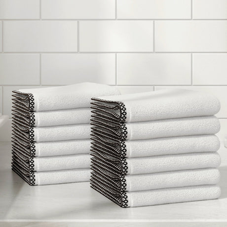 Cotton Border-Stitched 6-Piece Towel Set - Valery Collection
