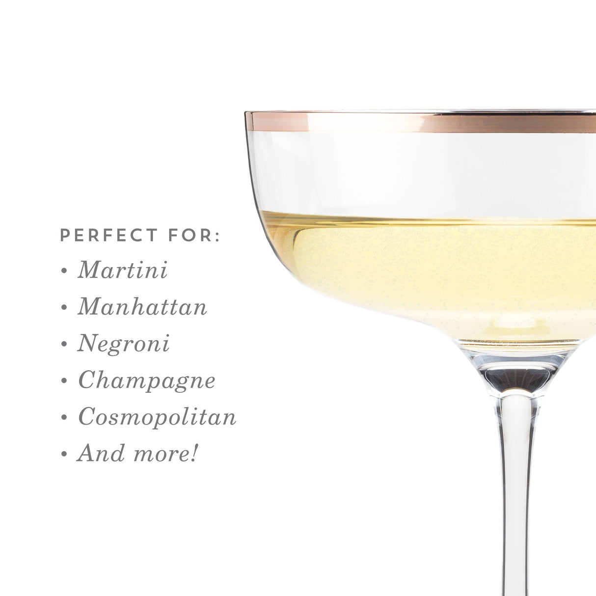 Copper Rim Crystal Coupe Set