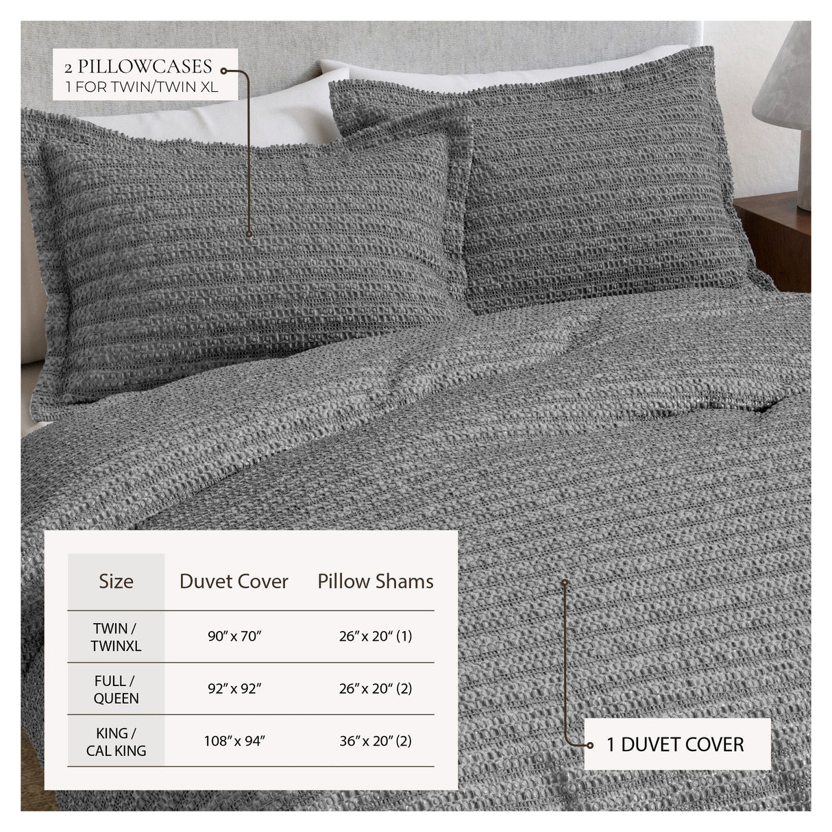 100% Cotton Waffle Weave Duvet Set - Mattea Collection