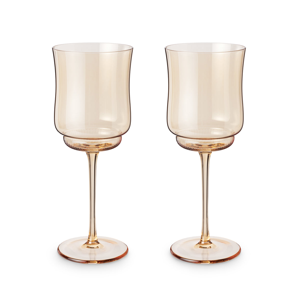 Tulip Stemmed Wine Glasses in Amber