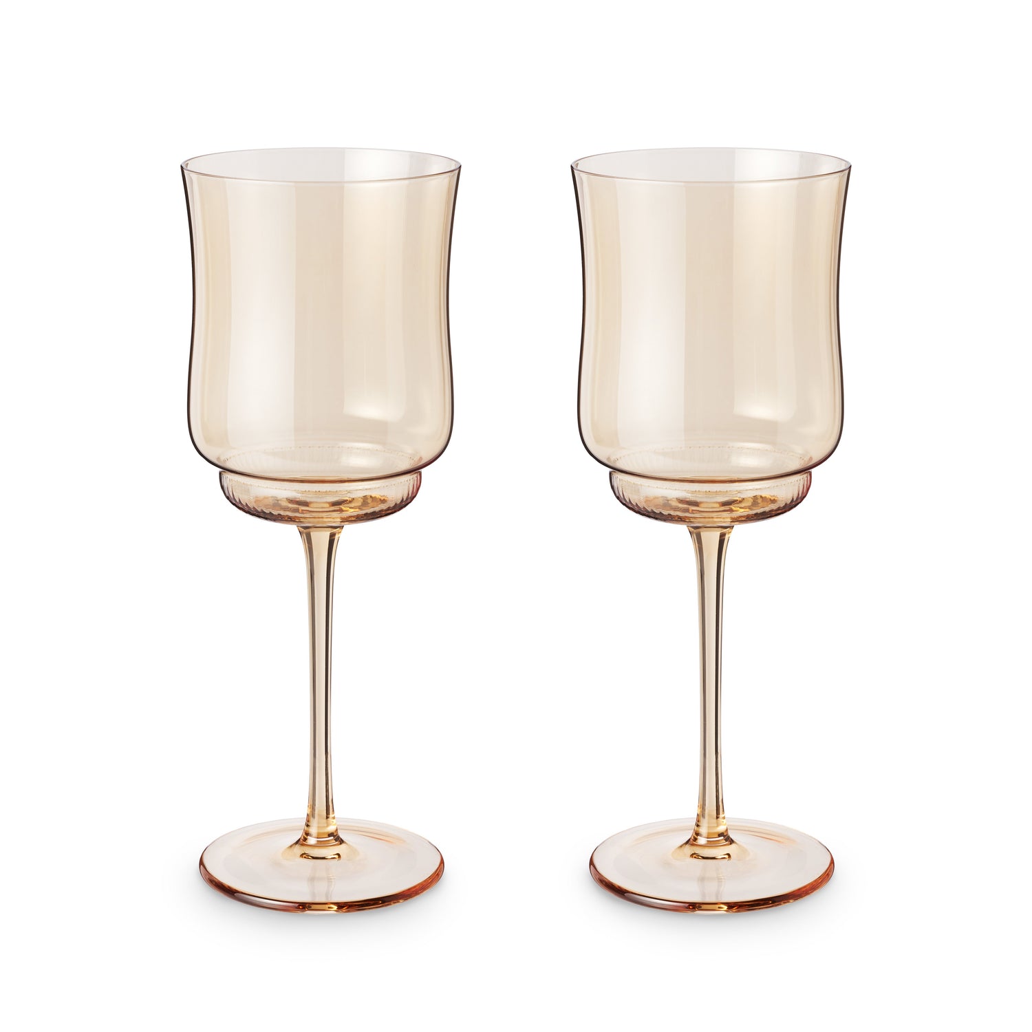 Tulip Stemmed Wine Glasses in Amber