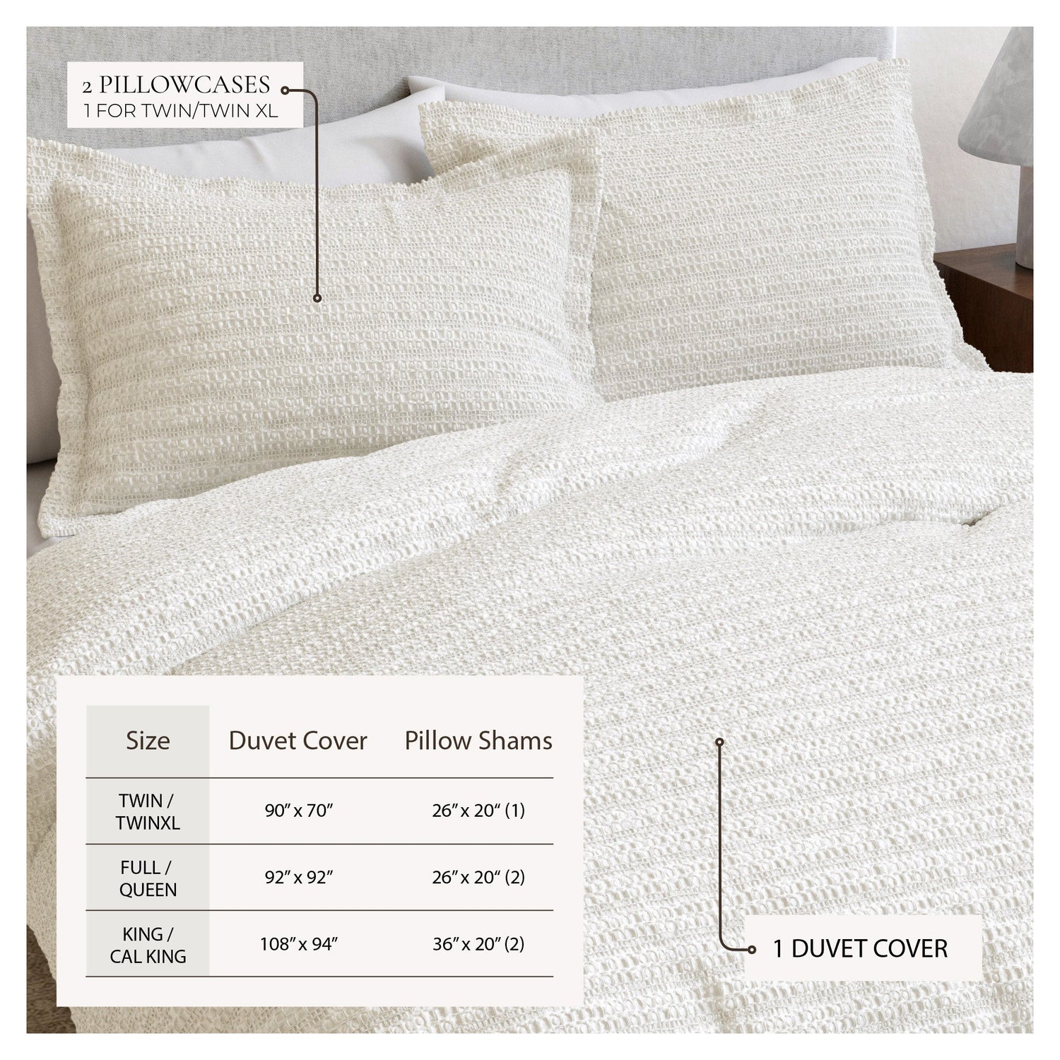 100% Cotton Waffle Weave Duvet Set - Mattea Collection