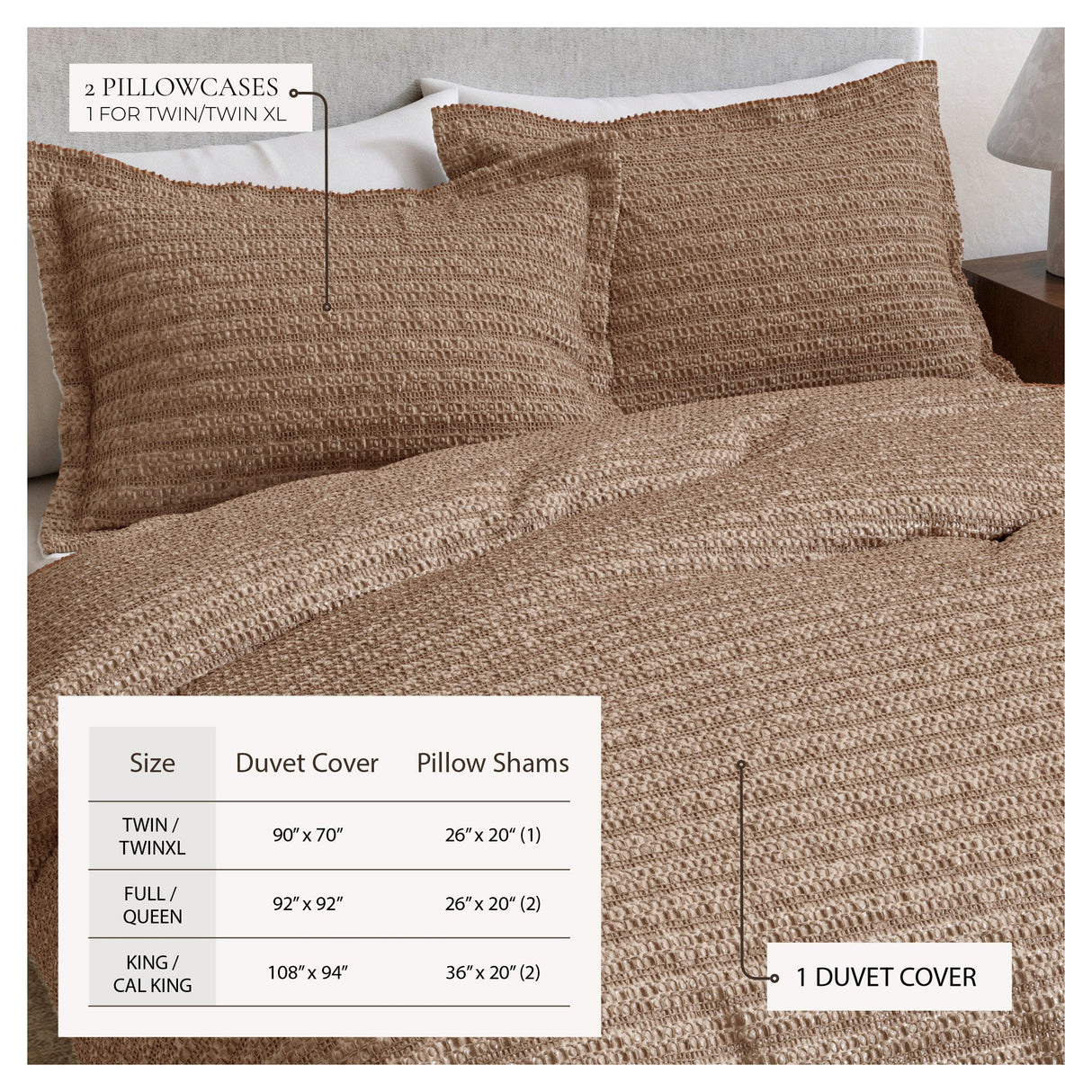 100% Cotton Waffle Weave Duvet Set - Mattea Collection