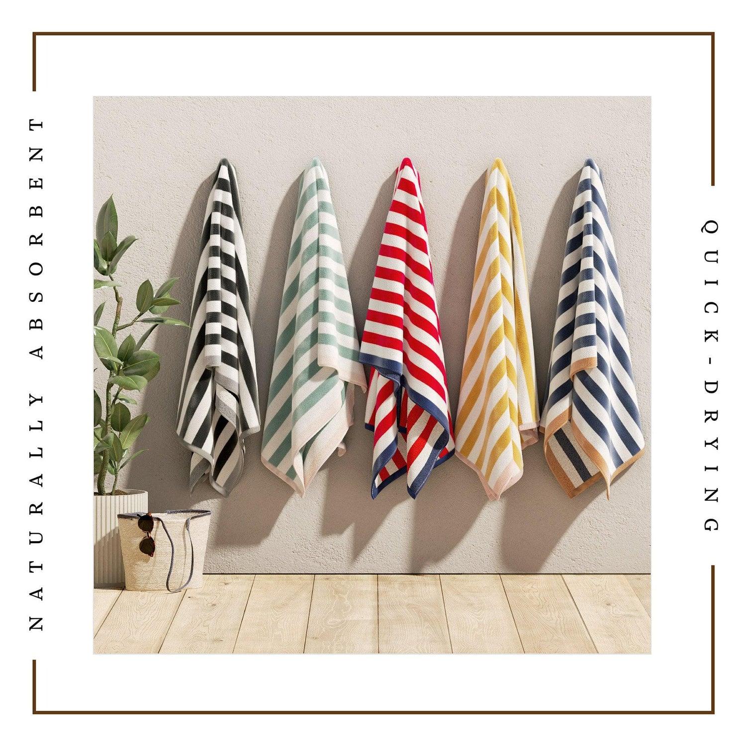Oversized Striped Border Cabana Beach Towel - Santa Cruz