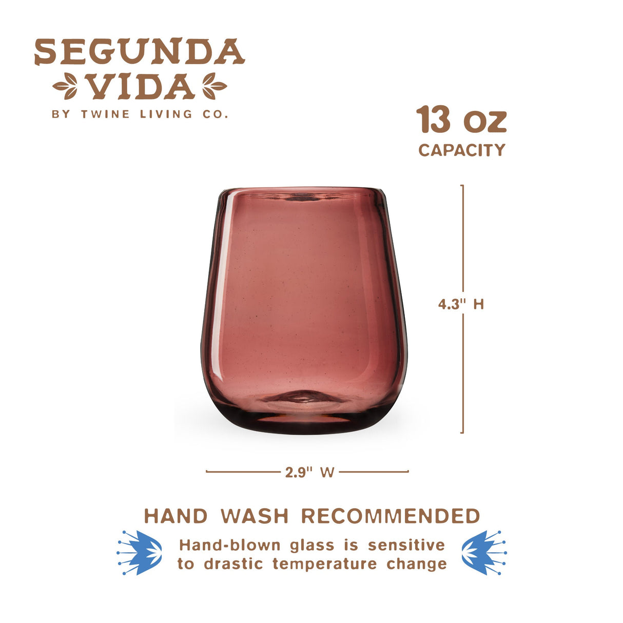 Segunda Vida Rosado Stemless Wine Glasses