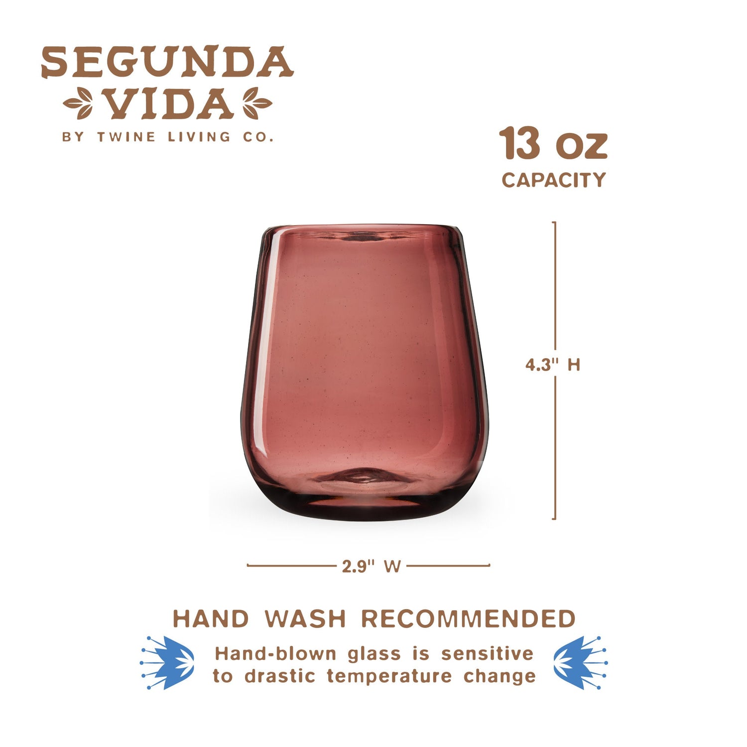 Segunda Vida Rosado Stemless Wine Glasses