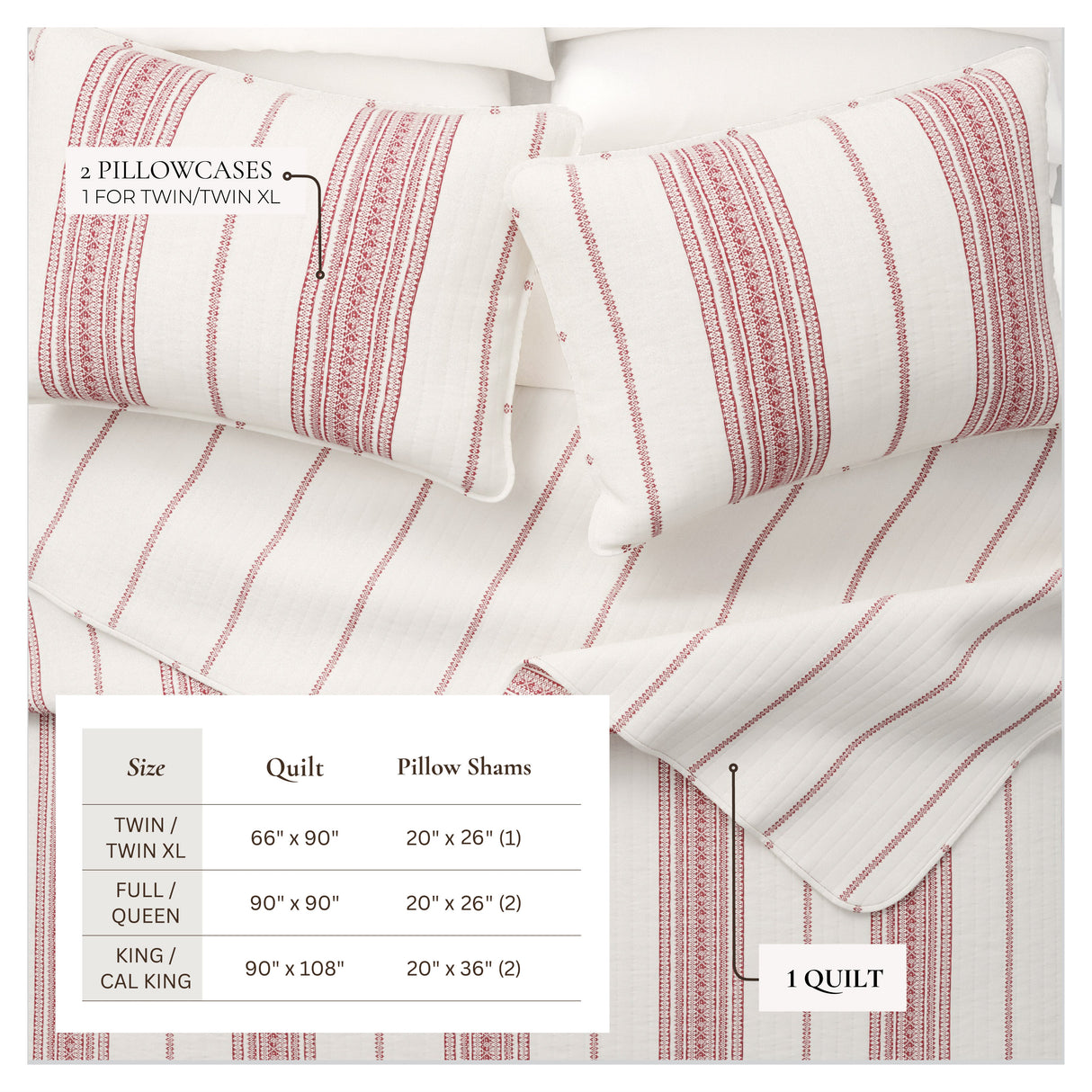 3-Piece Stripe Quilt - Wesley Collection