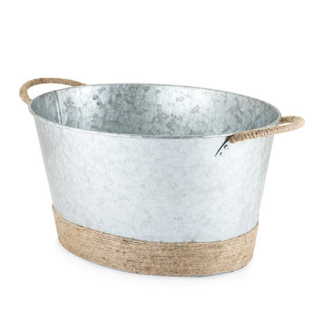 Jute Rope Wrapped Galvanized Tub