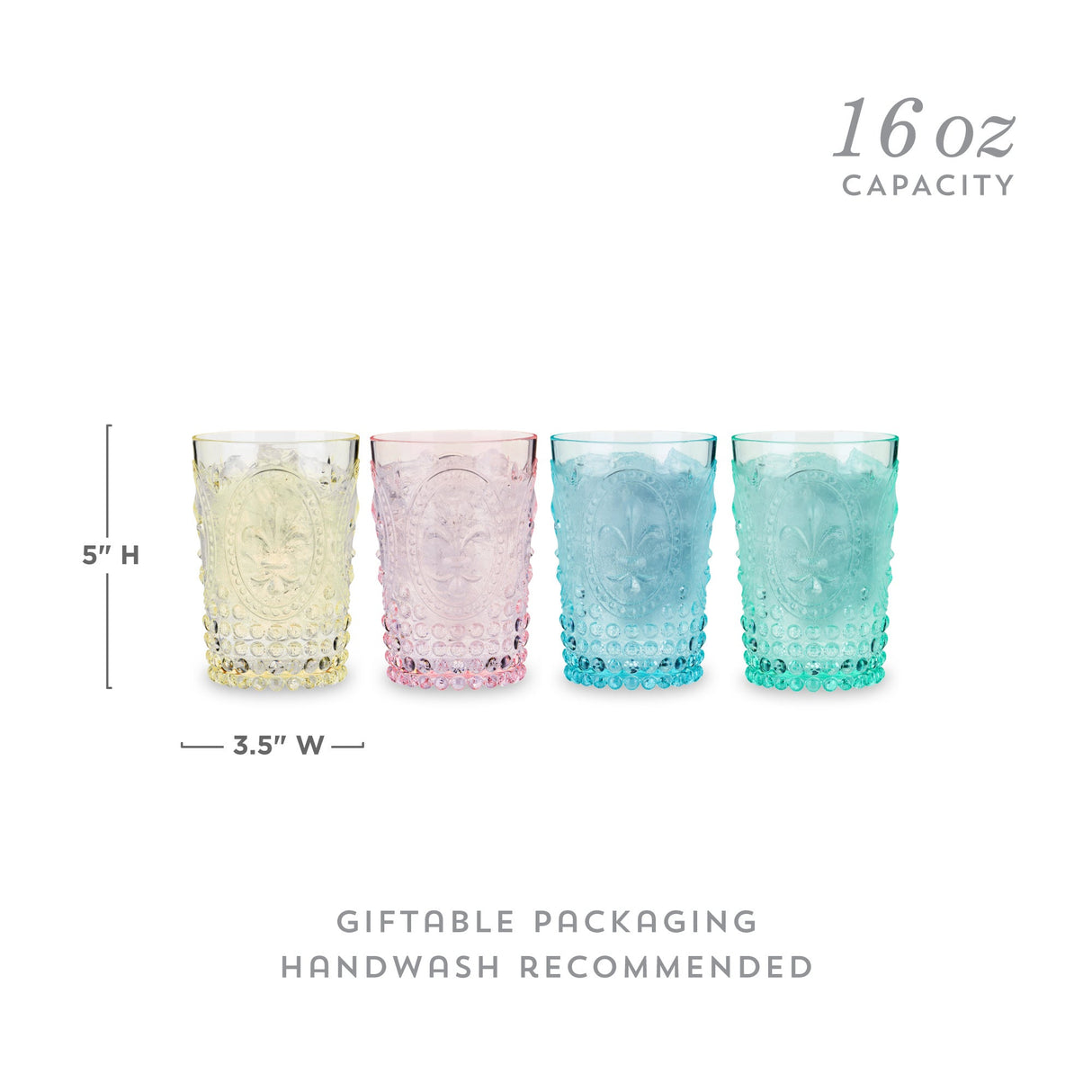 Acrylic Embossed Tumblers, Set of 4