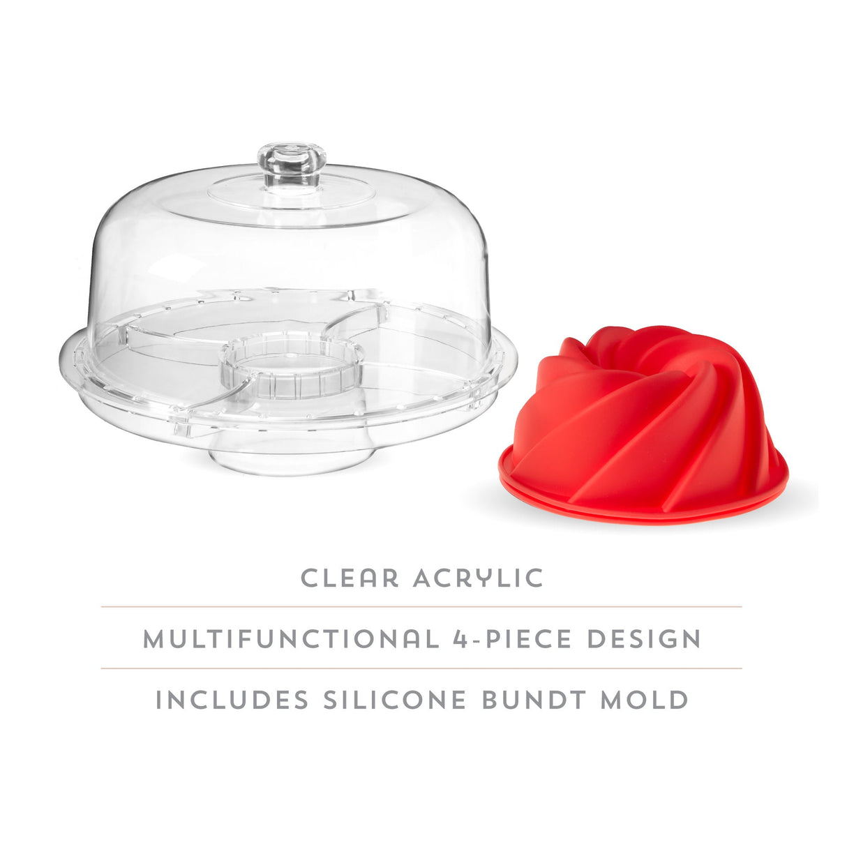 Multi-Functional Acrylic Server with Bundt Cake Mold