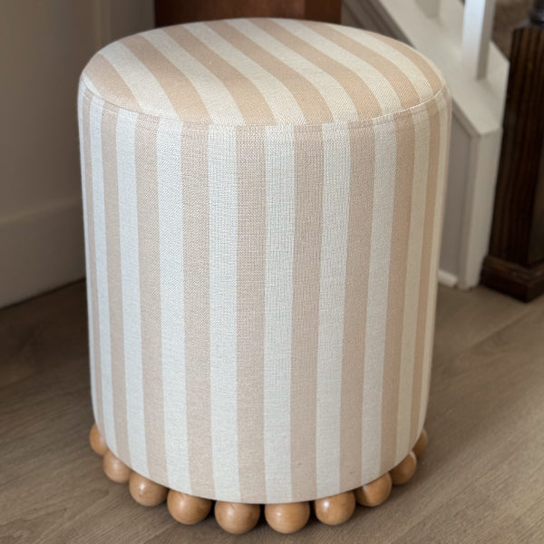 Striped Upholstered Stool Ottoman