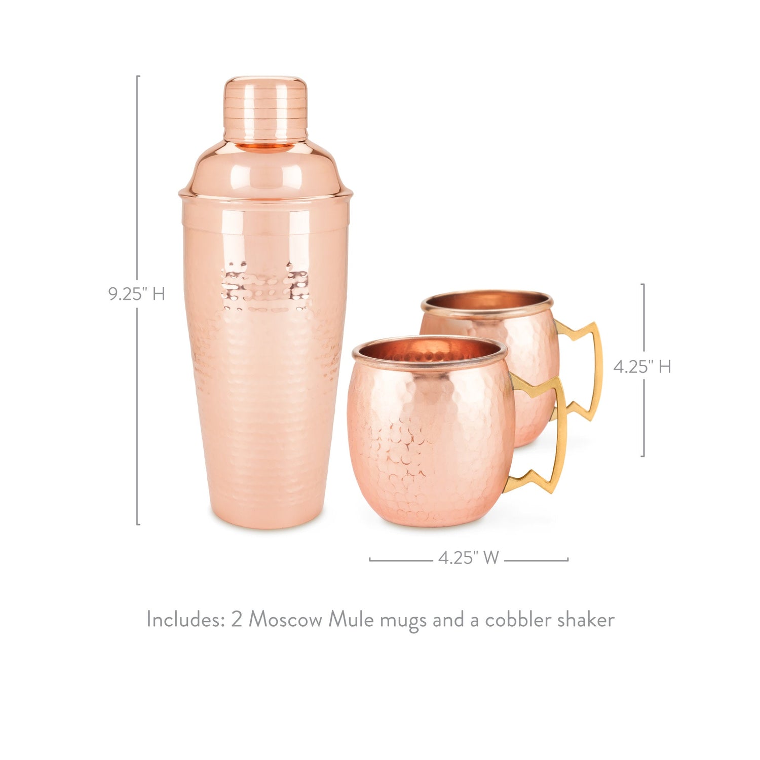 Hammered Copper Bar Set