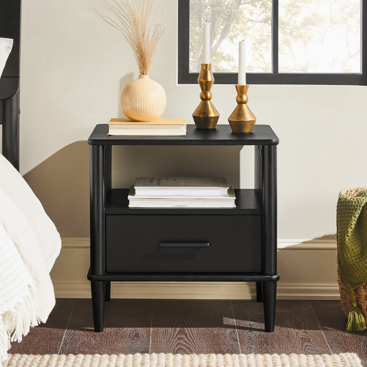Transitional-solid-wood-spindle-nightstand-–-black-Nightstands
