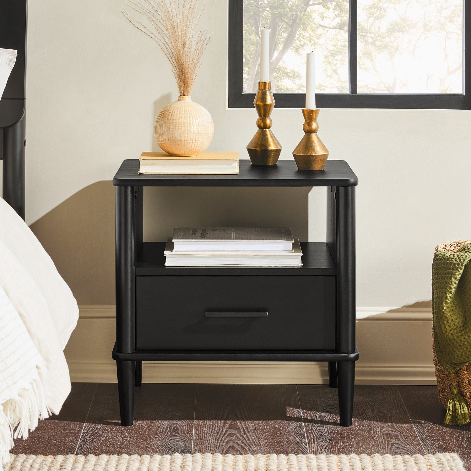 Transitional-solid-wood-spindle-nightstand-–-black-Nightstands