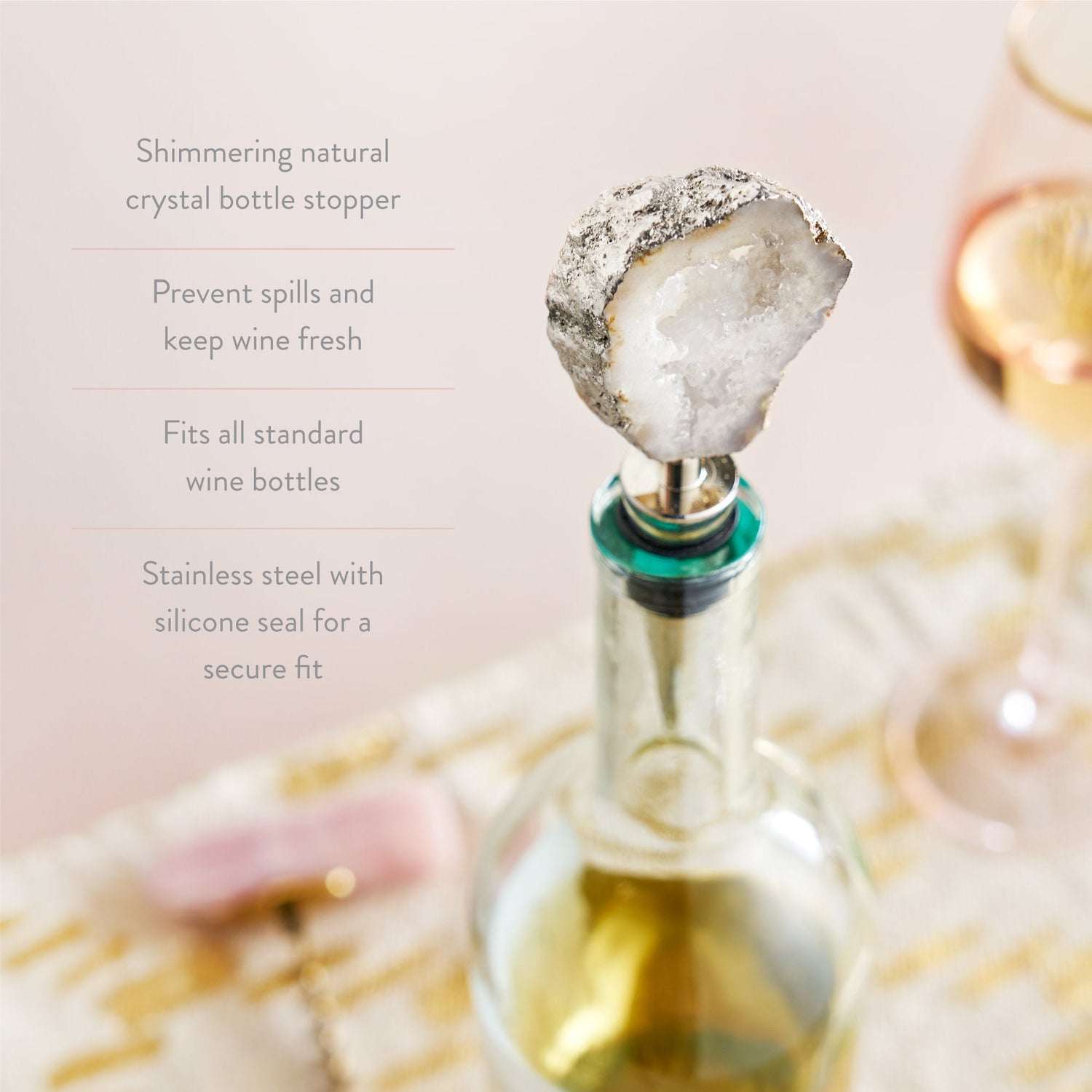 White Geode Bottle Stopper