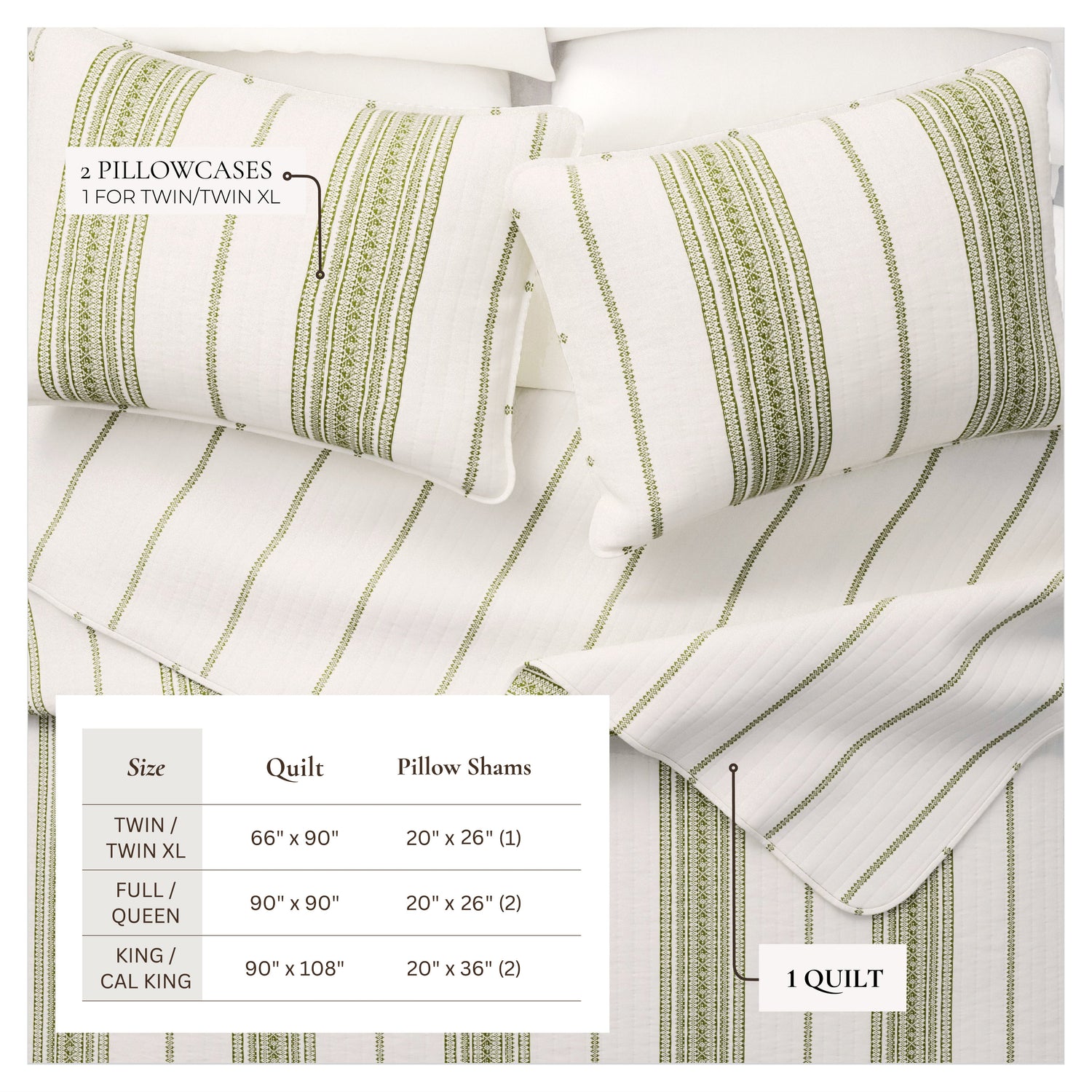 3-Piece Stripe Quilt - Wesley Collection