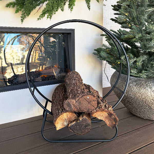 Black Iron Loop Fireplace Log Holder