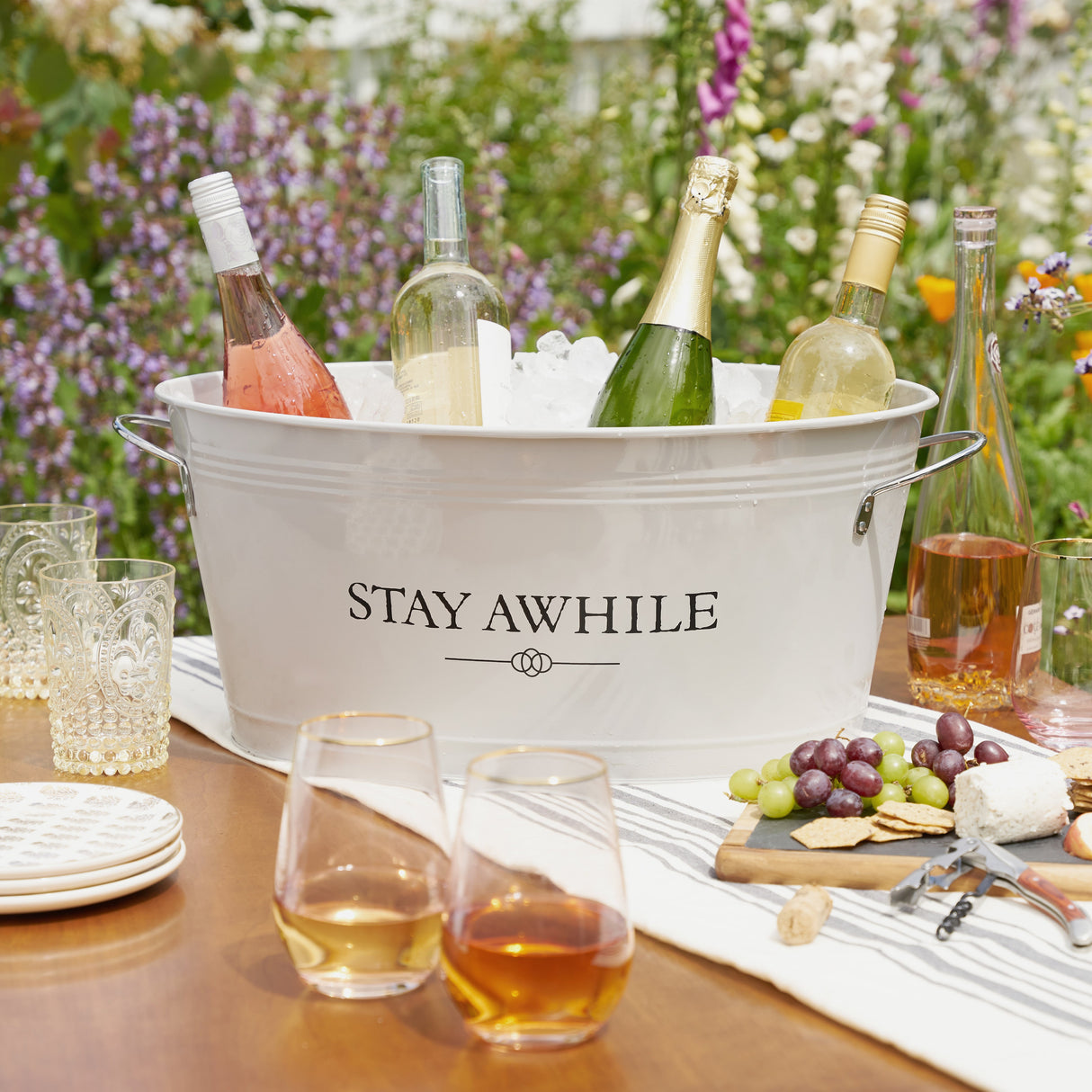 Stay Awhile Metal Drink Tub