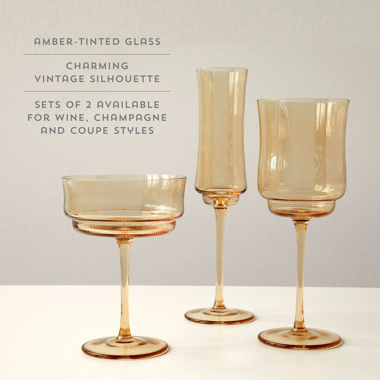 Tulip Stemmed Wine Glasses in Amber