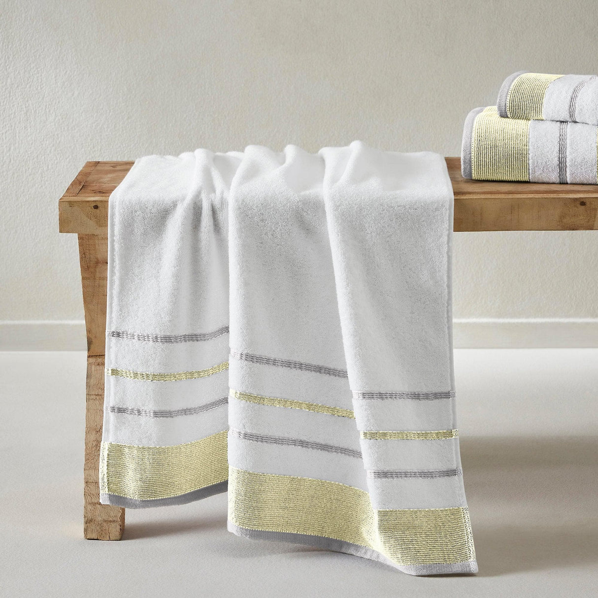 Decorative Cotton Stripe Bath Towel Set - Noelle Collection