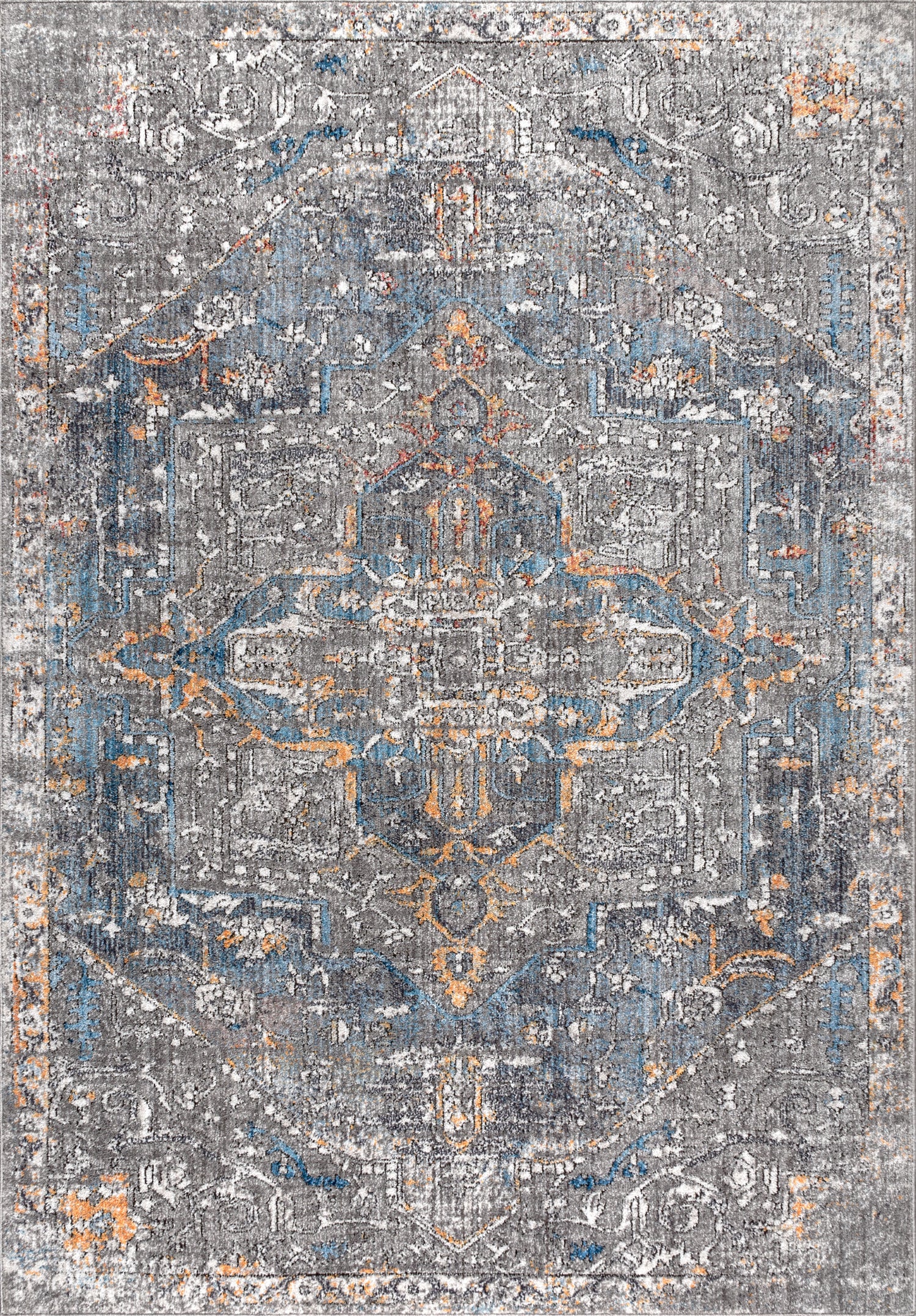 Vintage Medallion Area Rug - Gray / 7'9" x 10'