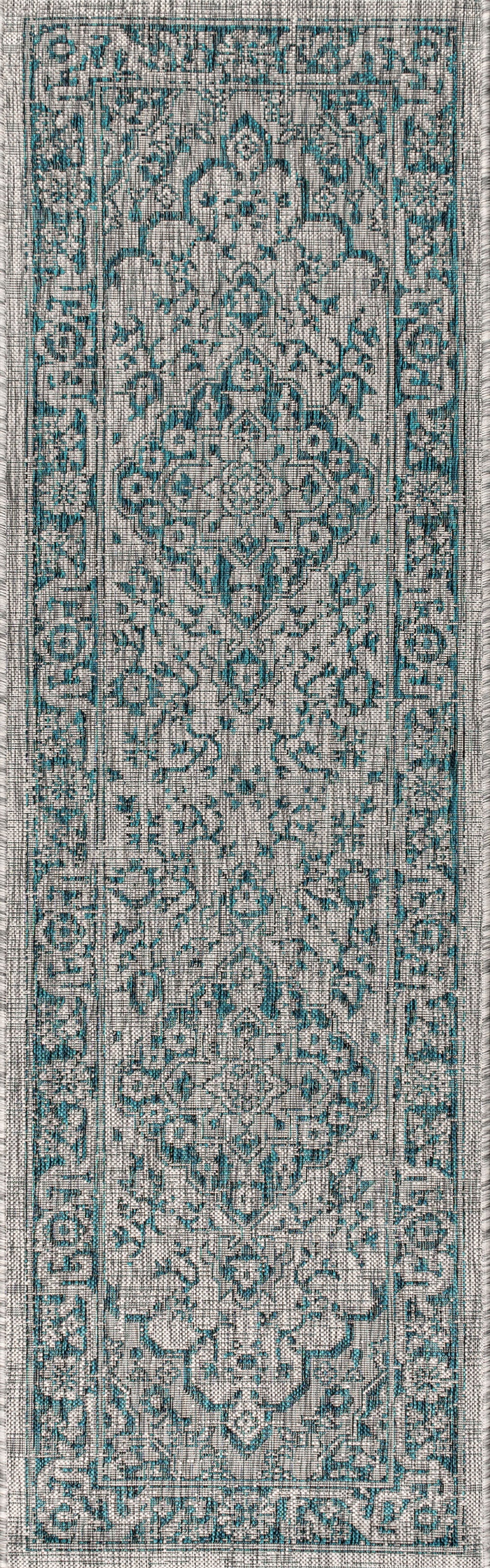 Boho-Medallion-Textured-Weave-Indoor/Outdoor-Area-Rug-Rugs