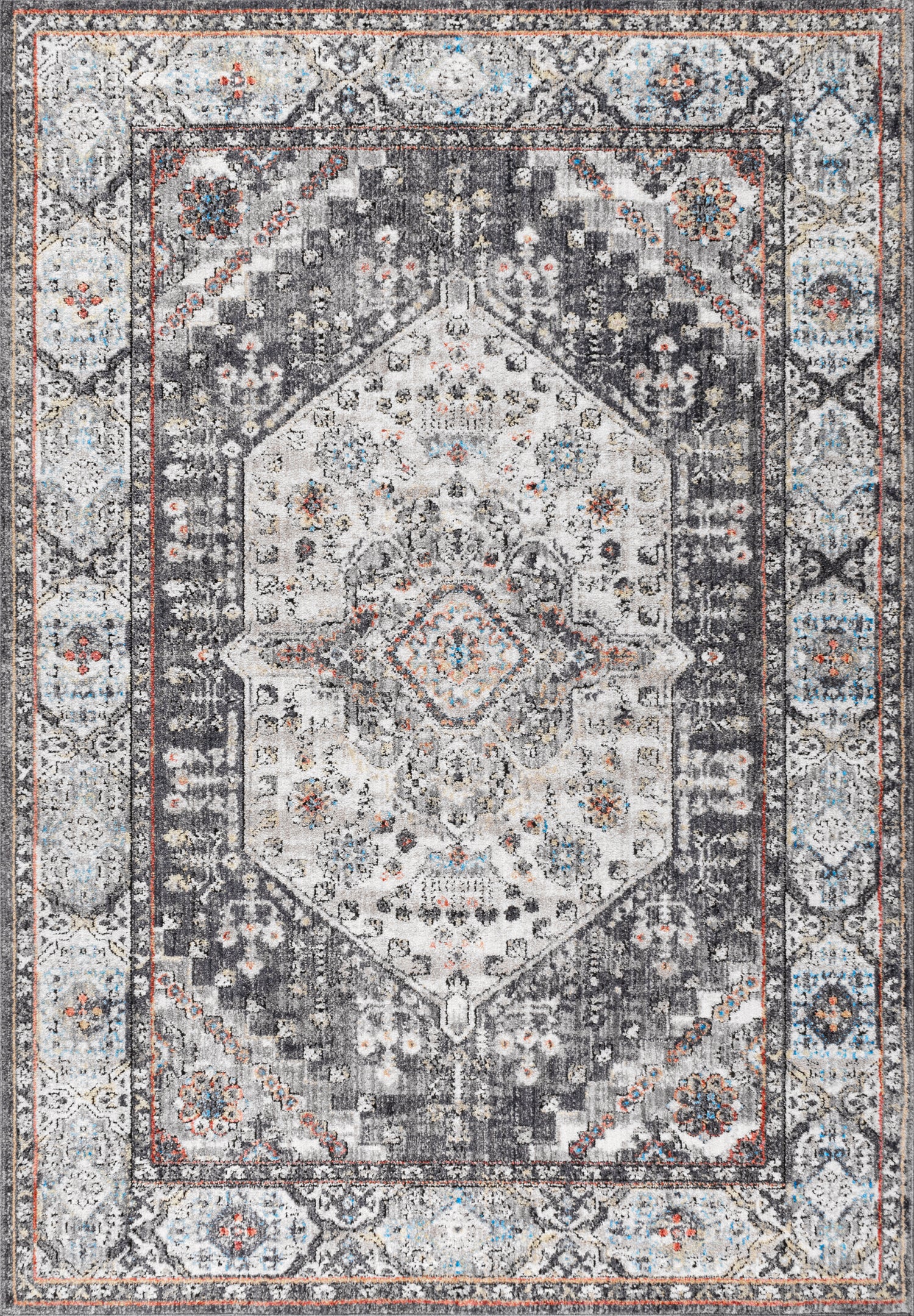 Vintage-Medallion-Area-Rug-Bright-Turquoise,-Gray,-and-Ivory-Rugs