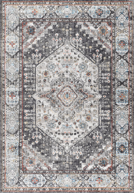 Vintage-Medallion-Area-Rug-Bright-Turquoise,-Gray,-and-Ivory-Rugs