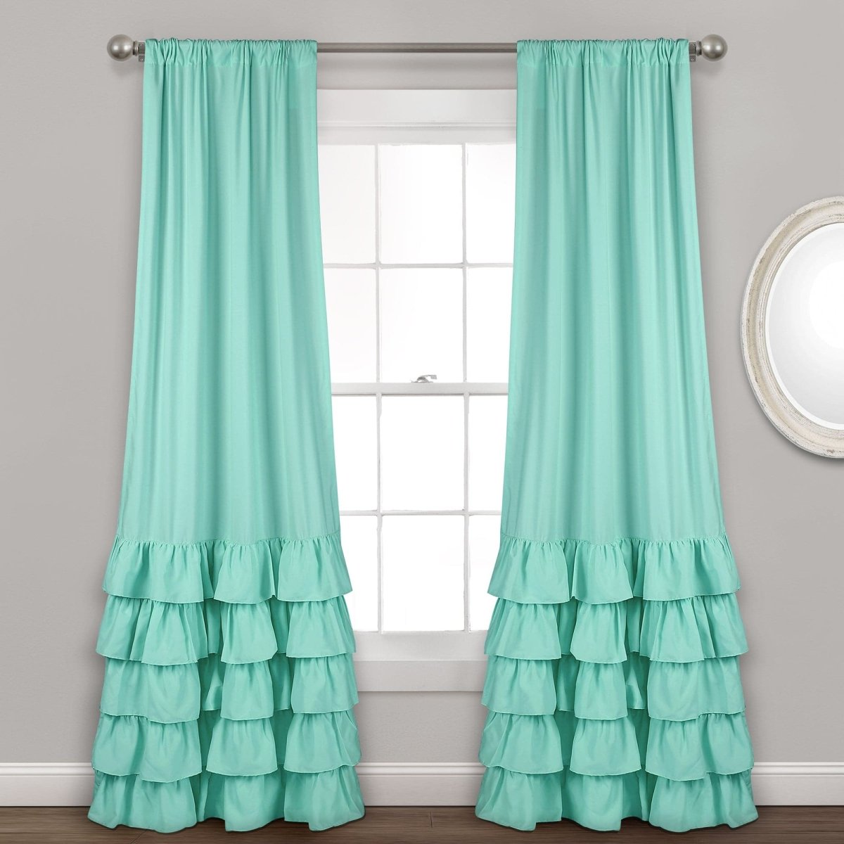 Allison Ruffle Window Curtain Panel Set