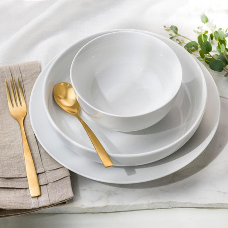 White Essential 12 Piece Entree Bowl Dinnerware Set - Euro Ceramica