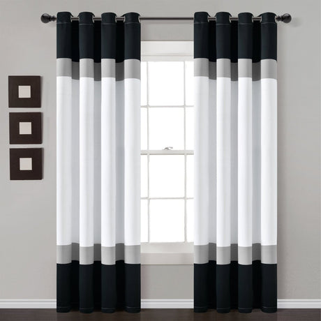 Alexander Color Block Light Filtering Window Curtain Panel Set