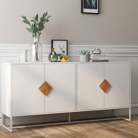 Solid-Wood-Double-Storage-Sideboard-(White)-Buffet-/-Sideboards
