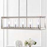 Linear-5-light-Metal/Glass-LED-Pendant-Silver-Pendant